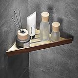 MAVNES Duschablage Ecke Badezimmer-Eckregale, Gold gebürstet mit Walnussholz-Dreieck-Duschhampoo-Halter-Bad-Regal Badezimmer Regal (Color : B-Single Layer)