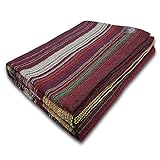 a portuguese loveaffair Craft Story Decke Fatima - Tagesdecke aus 100% Baumwolle - Sofadecke, Wohndecke & Baumwolldecke - Violett Rot Grün Gelb gestreift, ca. 170 x 220 cm