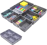 Lohofrnny Filz Schubladen Organizer, Aus Filz Set Waschbare Aufbewahrungsbox, 7 Stück Schubladen Organizer, Büro Schubladen Organizer, Wohnzimmer Container für das Ordnungssystem (Hellgrau)