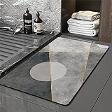 Heeboode Badematte Rutschfester Badezimmerteppich Absorbierender Badteppich 60x100cm Duschmatte Schnelltrocknende Badematte Home, Badvorleger rutschfest Waschbar, Bad Teppiche Badezimmermatte Rund