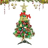 Mini Weihnachtsbaum 50cm Kleiner Weihnachtsbaum mit Beleuchtung LED, Tisch Weihnachtsbaum,Künstlicher Weihnachtsbaum Mini-Weihnachtsbaum mit Ornamenten,für Weihnachten Deko