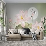 LYSYMO Benutzerdefinierte Wandtapete Fluss 3D Modern Frisch Literarisch Lotus Chinesischer Stil Hintergrund Wandmalerei Tapete Fresko 250x170cm