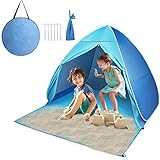 FBSPORT Strandmuschel Pop Up Strandzelt mit UV Schutz Windschutz und Reißverschlusstür Tragbar Strand Zelt für 2-3 Personen Familie Baby Kinder Beach Tent für Outdoor Camping Garten