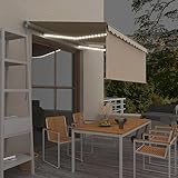 Möbelset Manuell einziehbare Markise mit Rollo & LED 3,5x2,5m creme