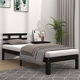 ZEYUAN Massivholzbett, Bettrahmen, Bett, Badezimmer Möbel, Holz Bett, Schwarz 90x200 cm