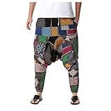 PTLLEND Hose Herren Zerrissen Taille lockerer Cotton-Leinen zu Hause elastische Herren Hosen Hosen lässige leichte Herrenhose Herren Jogginghose Mit Taschen