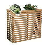 Klimaanlage Schutzgitter Klimaanlagen Abdeckung Klimaanlage Rack Aus Holz Jalousien Klimaanlagen Zaun Verstecken Und Schutz ​Klimaanlage Außengeräte Sichtschutz Einfache Montage ( Color : Wood color ,
