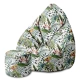 DreamRoots Bean Bag 80x80x120cm - Sitzsack mit Lehne und Hocker und Bezug - Sitzkissen Boden - Chill Sack - Bubibag Sitzsack - Sitzsack mit Füllung - Sitzsack Erwachsene mit Füllung M-Lichtblum1