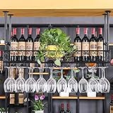Decken-Weinglashalter Iron Art Upside Down Weinregal, einfacher Vintage-Stil zum Aufhängen von Weinflaschenregalen für Bars, Restaurants, Küchen, Dekoration, Regal, Heimdekoration (schw