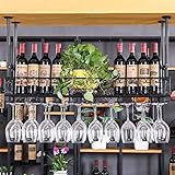 Decken-Weinglashalter Iron Art Upside Down Weinregal, einfacher Vintage-Stil zum Aufhängen von Weinflaschenregalen für Bars, Restaurants, Küchen, Dekoration, Regal, Heimdekoration (schw