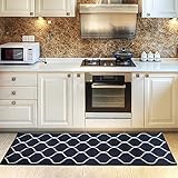 COSY HOMEER Kitchen Rug Non Slip Backing for Kitchen Floor Runner Rug with Water Absorbent Specialized in Machine Washable (Navy blau, 60 * 180cm)
