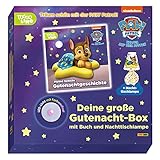 PAW Patrol: Deine große Gutenacht-Box mit Buch und Nachttischlampe: Gutenachtgeschichtenbuch mit zusammenbaubarer Nachttischlampe in Geschenkbox