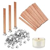 100 Stück Holzdocht, Holz Kerze Dochte Kerne mit Eisenständer Kerze Kerne Natürliche Umweltfreundliche Docht für Kerzenherstellung und DIY Handwerk Weinachts Dekoration 13 x 130mm