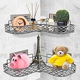 CHRERNA Duschregal,Duschregal Ohne Bohren Duschablage Metall Rostfrei,Badezimmer Regal 2 STK,Bad Eckregal für Küche,Bdaccessoires Aufbewahrung,Silber