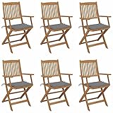 Tidyard Garten Essstühle Terrassenstuhl Klappstühle Gartenstühle 6 Stk.mit Kissen,Outdoor-Klappstuhl Regiestühle Holzstuhl Gartenm?bel Balkonstuhl Campingstuhl für Garten,Terrasse,Strand