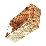 Cabilock Geflochtener Aufbewahrungskorb Seegras Korb Eckig 40 x 29 x 13 cm Gewebter Regalkorb Desktop Organizer Multifunktional Aufbewahrung Zimmer Küche Bad Haushalt Aufbewahrungsbox