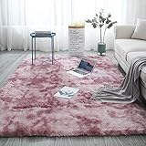 Pauwer Soft Fluffy Teppiche Kunstpelz Bodenteppich Extra Weicher und bequemer Teppich Rutschfester Indoor Fluffy Dicker Teppich für Wohnzimmer Schlafzimmer Mädchen Kinder (Pink, 80 x 160 cm)