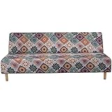 OKYUK Armloser Sofabezug Bedruckt, Armloser Futon-Bezug, Klappbarer Sofa-Bettbezug, Futon-Schonbezug ohne Armlehnen, Möbelschutz ohne Armlehnen für Kinder Hunde Katzen