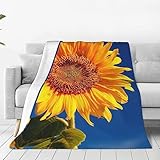 EVANEM Überwurfdecke, 127,7 x 101,6 cm, leicht, gelbe Sonnenblume, blauer Himmel, flauschig, wendbar, warme Flanelldecke für Bett, Sofa, Camping