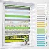 smartdemo Doppelrollo klemmfix ohne Bohren & mit Bohren, 80 x 120 cm (BxH) Weiß Grau Grün, 3-in-1 Duo Rollos für Fenster & Tür, Fensterrollo innen, Klemmrollo Rollo Sonnenschutz & Sichtschutz
