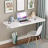 Multifunktions-Wand-Klapp-Esstisch für kleine Familien, schwebende Küchenarbeitsplatte, hängende Computertisch-Werkbank, 4 Farben, für Waschküche/Bar, mit Halterung (weiß, 90 x 30 cm/