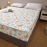 Spannbettlaken atmungsaktiv 180 x 200 cm, 1 Stück, wasserdicht, verdickte Baumwolle, Matratzenauflage, Bettlaken für Kinder, älteres Schlafzimmer, Kaninchen