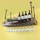 Wine Rack Ceiling Wine Racks Bar Restaurant Hanging Wine Glass Rack European Retro Iron Hanging Upside Down Beer Inverted Bottle Shelf Goblet Holder for Black 150 35Cm (Bronze 150 * 35Cm)