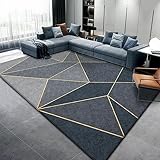 Teppich modernes Design Kurzflor 150 X 150 cm Grauer geometrischer Dreiecks-Goldfaden für Balkon Terrasse Wintergarten, Küche Esszimmer 150 * 150cm