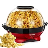 Popcornmaschine - 5.5L Großer Inhalt - HOUSNAT 800W Zuhause Popcorn Maker Machine mit Antihaftbeschichtung und Abnehmbares Heizfläche - Stille und Schnelle - Popcorn Maschinen mit Zucker, Öl, Butter