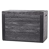 KADAX Gartenkiste, Aufbewahrungsbox aus Kunststoff, Gartentruhe für Aufbewahrung von Kissen, Kinderspielzeug und Sitzauflagen, Gartenbox für Garten und Terrasse (190L, Dunkelbraun)