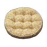 FANSU Runde Stuhlkissen Garten, Blumen Floral Sitzkissen 60cm, Stuhl Kissenauflage/Weiches Stuhlauflage Atmungsaktiv Sitzpolster Sitzauflage Gartenkissen (Gelb)