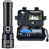 Amzyigou Led Taschenlampe 20000 Lumen, Taschenlampe Aufladbar Extrem Hell, Zoombar Taktische Taschenlampe mit 5 Lichtmodi, Klein Taschenlampe für Camping und Notfälle (26650 Akku……