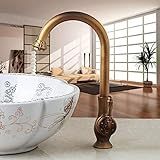 Wasserhahn Antik-Messing-Küchenspüle, Drehbarer Wasserhahn, Mischbatterien, Drehbarer Waschtisch, Messing-Wasserhahn, Mischbatterie, Vintage-Griff Mit Gravur