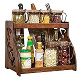 Küchenregal-Organizer für Schrank, Küchenregal, Gewürzregal aus Holz, multifunktionales Doppellagiges Aufbewahrungsregal für Speisekammer, Badezimmer