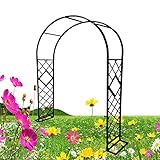 STARMS Bogenpergola Für Gartenpflanzen, Robuste Pergola Mit Rosenlauben, Breite 140 cm, 180 cm, 220 cm, 260 cm, 300 cm, 340 cm, Gartentorbogen Mit Sockel Und Erdungsstab/Black/W340Xh230Cm