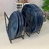 LINFIDITE 2 Stück Tellerhalter Organizer Geschirr Aufbewahrungsregal Küchenschrank Aufbewahrung Organizer,Metall,Schwarz