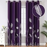 Estelar Textiler Violette Verdunkelungsvorhänge, wärmeisoliert, Fenstervorhänge, mit silberfarbener Palmenösen, Vorhänge für Wohnzimmer, 38 x 96 l, 2 Paneele