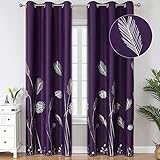 Estelar Textiler Violette Verdunkelungsvorhänge, wärmeisoliert, Fenstervorhänge, mit silberfarbener Palmenösen, Vorhänge für Wohnzimmer, 38 x 96 l, 2 Paneele