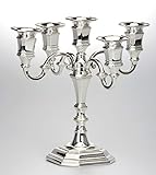 SILBERKANNE Kerzenständer 5 Armiger mit achteckiger Säule/Fuß 25 cm Premium Silber Plated edel versilbert und anlaufgeschützt
