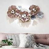 Wanddekoration Blume 3D Wandbild aus Metall, Wanddeko Hibiskus Wandverzierung Wandskulpturen, Hintergrund Wand Wohnzimmer Dekoration