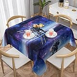 Galaxy-Astronauten-Tischdecke, quadratisch, auslaufsicher, für Sommer/Party/Picknick (quadratisch, 137,2 x 137,2 cm, 152,4 x 152,4 cm)