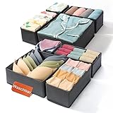 ORLISA 8er Schubladen Ordnungssystem Schrank Organizer,Unterwäsche Drawer Organizer, Faltbare Aufbewahrungsbox Stoff, kleiderschrank Organizer für Kleidung, Babykleidung,Bh, Socken, Krawatten(Grau)