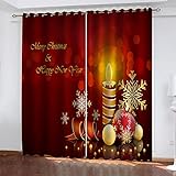 REPWEY Verdunklungsvorhänge 3D Digitaldruck Weihnachtskerzen Ösen Vorhang 2Er Set 220X214cm Verdunkelungsvorhang Blickdicht Gardinen Kinderzimmer Schlafzimmer Wohnzimmer Thermovorhang