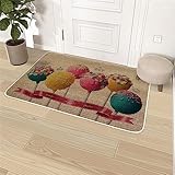 Mateju Küchenteppiche rutschfest, Leinen Badteppich Weiche Badezimmerteppich Wasserabsorbierend Badematte Waschbar Badvorleger für Dusche,Badewanne und Toilette (60 * 90cm,Süßigkeiten)