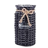 Vokmon Tisch Blumen Aufbewahrungskorb, Rattan Dekoration, Kunst, handgefertigt, Garten, dekorative Vase, Weidenkörbe für Schlafzimmer, Büro, Schwarz
