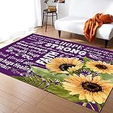 Bereich Teppiche Frühlings-Sonnenblumen-Motivationszitate Auf Lila Mit Blume Teppiche Rutschfester Matten Weicher Fussmatte Für Außen Flur Garten 120X160Cm