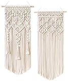 Mkouo 2 Pcs Makramee Wandbehang Boho Deko Chic Gewebte Wandteppich - Schöne Wohnungs-Schlafzimmer-Hochzeit-Apartment-Raumdekoration Home Decor, 71cm (L) x 33cm (W) and 73cm (L) x 33cm (W)