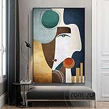 Moderne abstrakte Figurenmalerei, Spleißgesicht, geometrisch, Leinwand-Poster, Drucke, Wandkunst, Rahmen, Bilder, Wohnzimmer, Heimdekoration, 50 x 75 cm, mit Rahmen