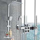 Duschsystem Thermostat,Duschsäule mit Temperaturanzeige,Wasserhahn für Badewanne,Regendusche,Bidet-Dusche,Chrom-Handbrause,Vielseitig Duschset 80-120 cm verstellbare Duschstange hevenaov…