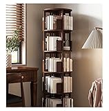 KIRANDY Drehbares Bücherregal aus massivem Holz, einfaches 360-Grad-Aufbewahrungs-Bilderbuchregal, einfaches Bücherregal for den Bodenhaushalt (Größe : 45.5x45.5x193cm Walnut Color)